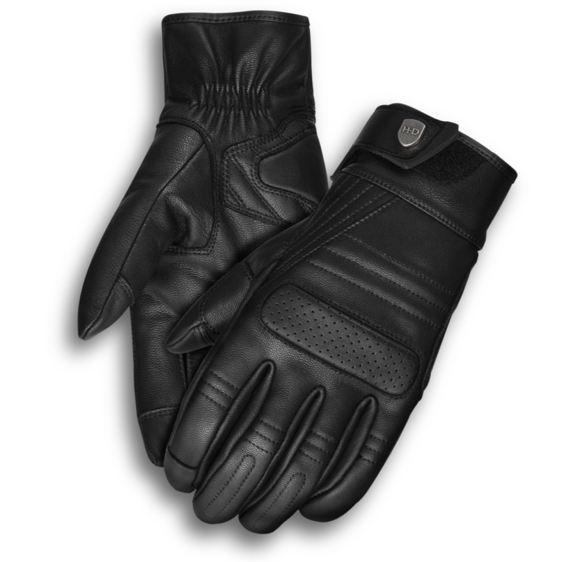 Harley-Davidson Men's Helm Leather Work Gloves, Black - Medium