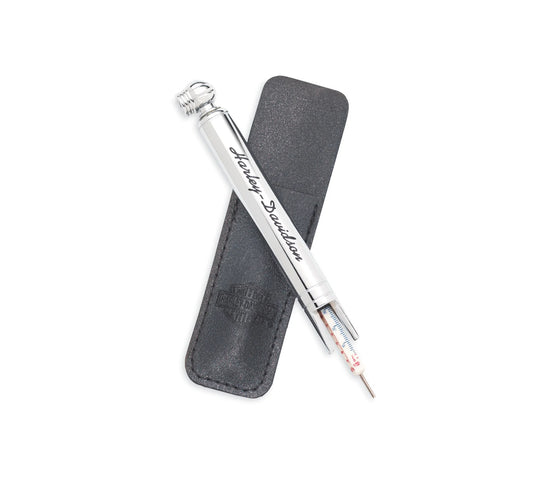 Harley-Davidson Tire Gauge and Tread Depth Indicator with Embossed Leather Pouch - 75110-98B