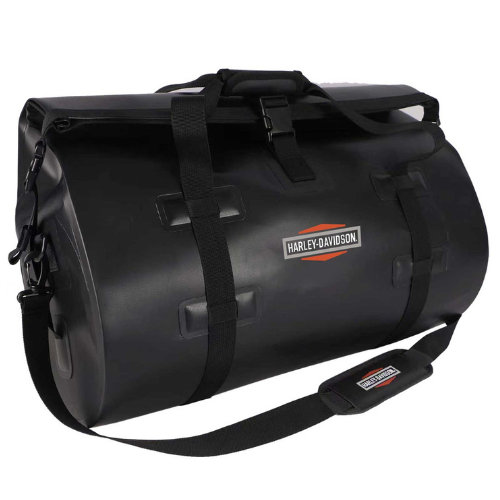 Harley-Davidson Waterproof Coated Polyester Roll-Top Duffel Dry Bag - Black