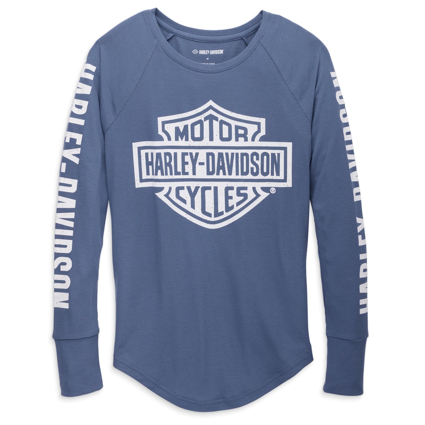 Harley-Davidson Women's Authentic Bar & Shield Rib-Knit Long Sleeve T-Shirt, 96237-23VW (FRONT)
