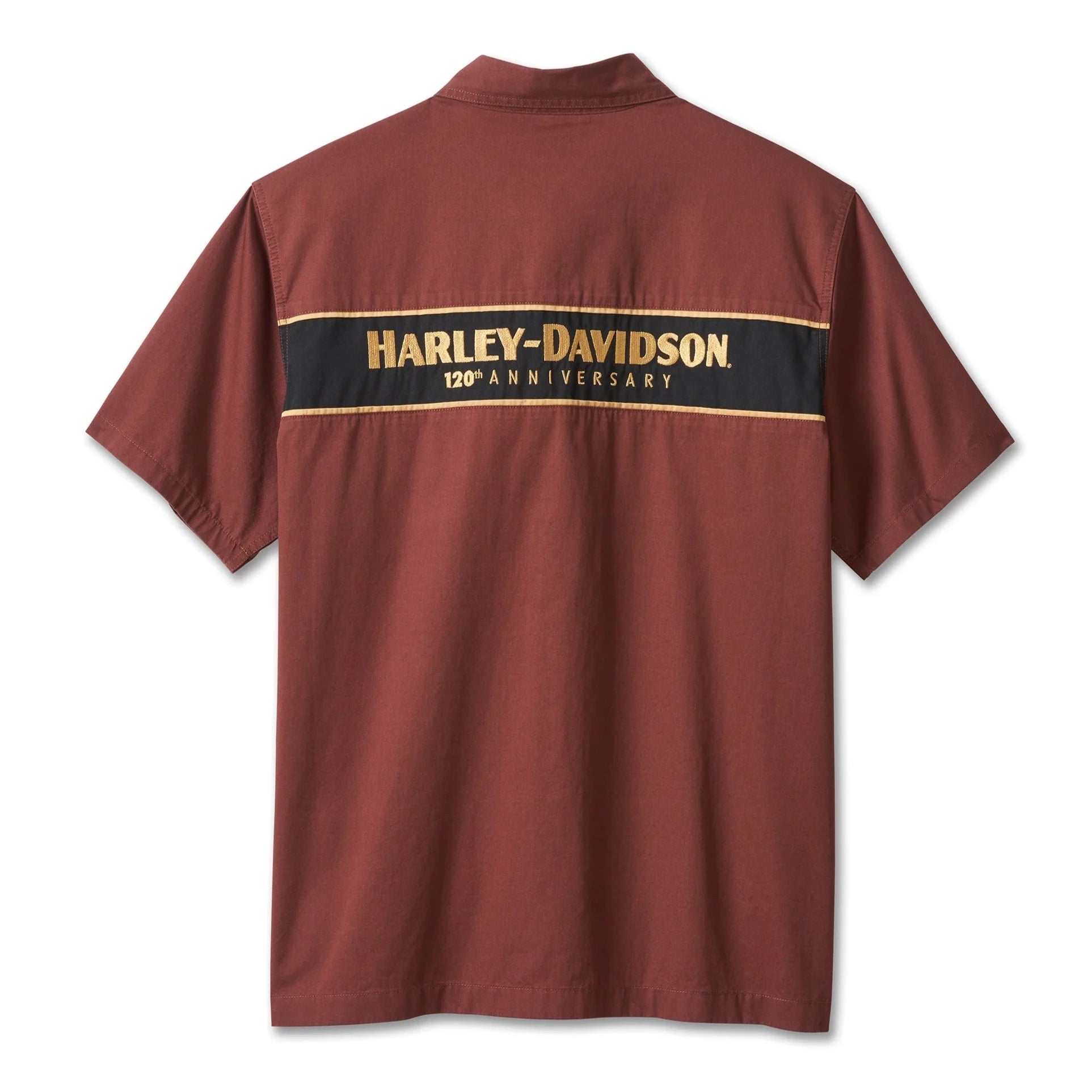 Harley-Davidson Men's 120th Anniversary Mechanic Shirt, Dark Red, 96633-23VM (back)