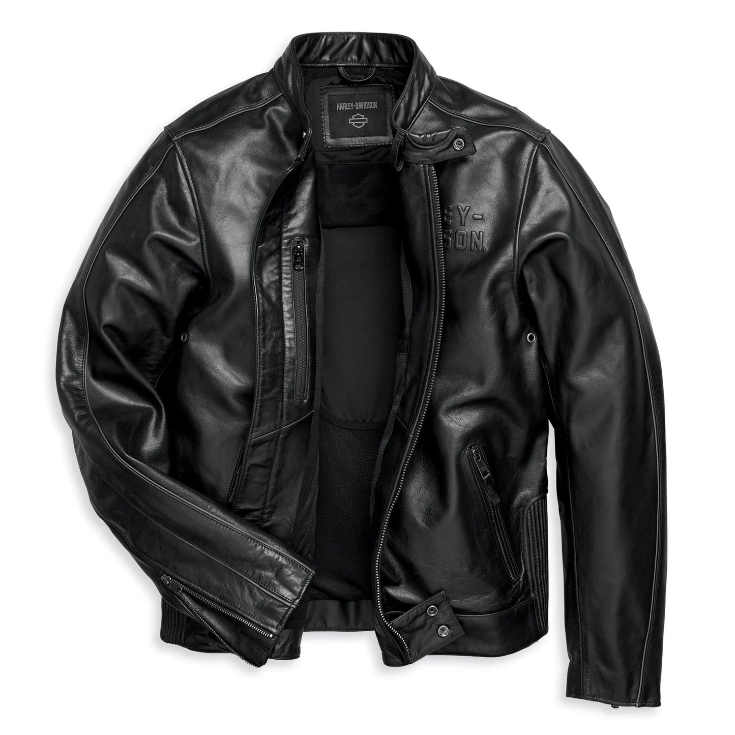 Harley-Davidson Men's Enodia Leather Riding Jacket - 97000-23VM (open jacket)