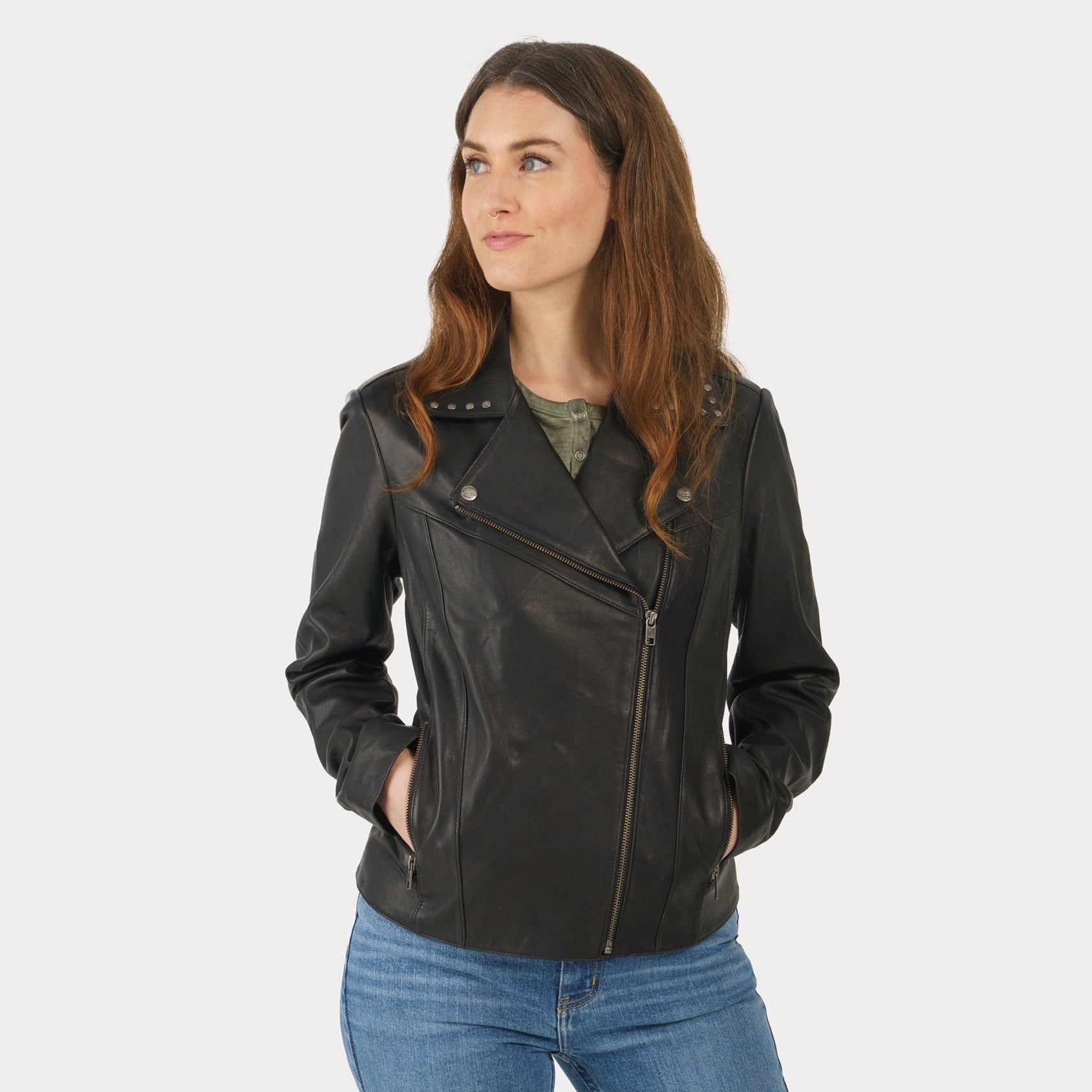 Harley-Davidson Women's Classic Eagle Studded Leather Jacket (lifestyle 1)