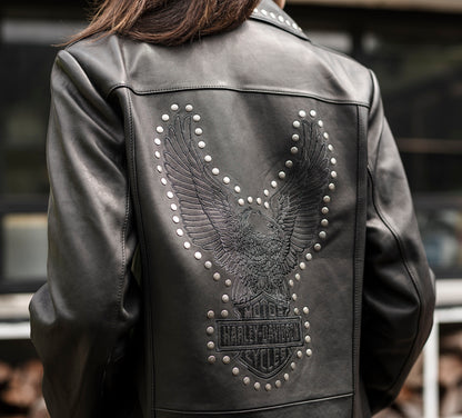 Harley-Davidson Women's Classic Eagle Studded Leather Jacket (detail)