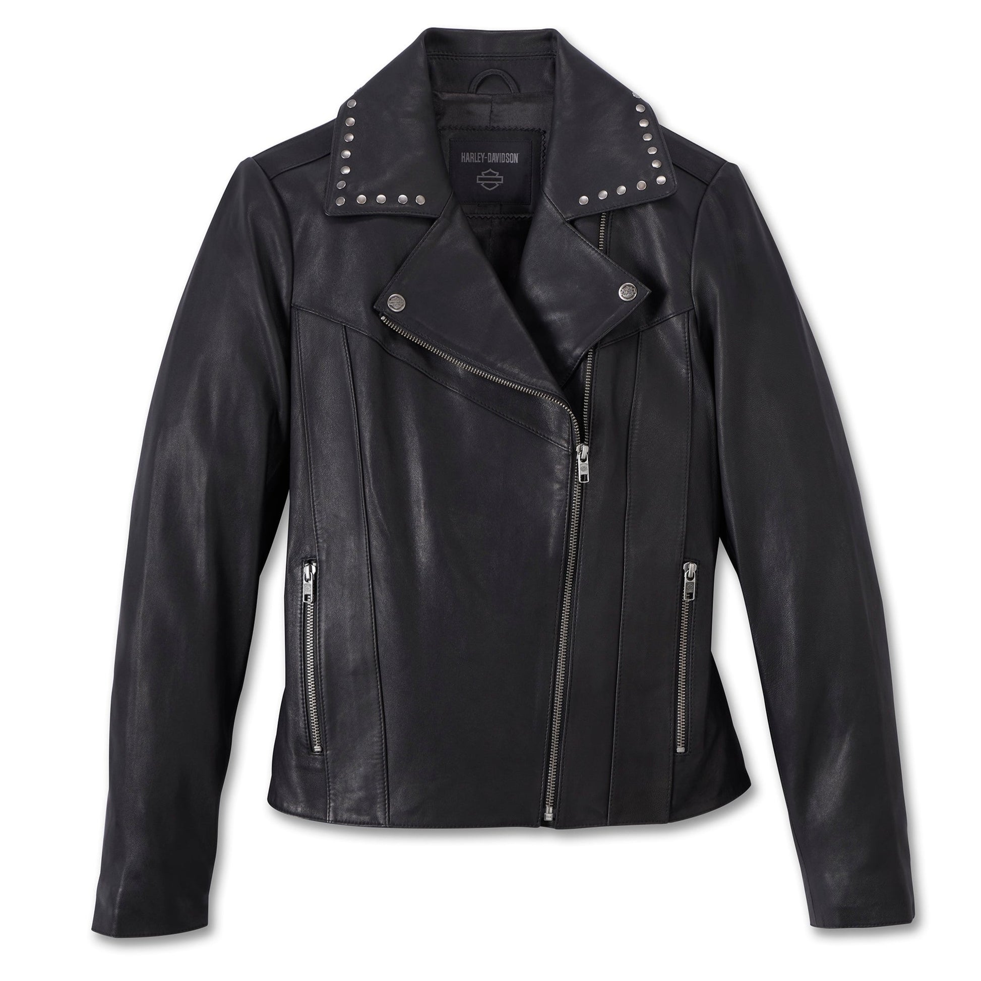 Harley-Davidson Women's Classic Eagle Studded Leather Jacket (front)