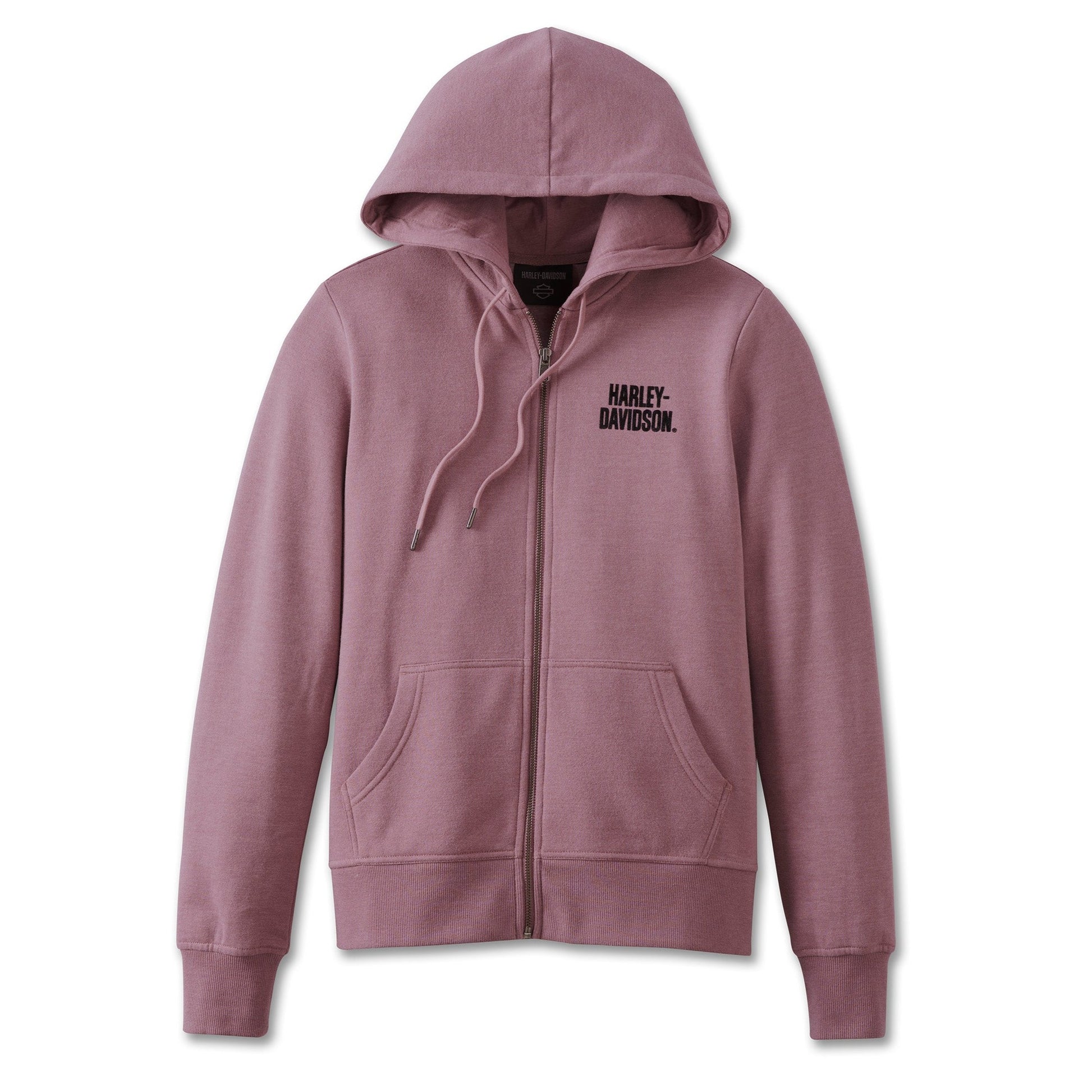 Harley-Davidson Women's Special Bar and Shield Zip Front Hoodie, Pink.