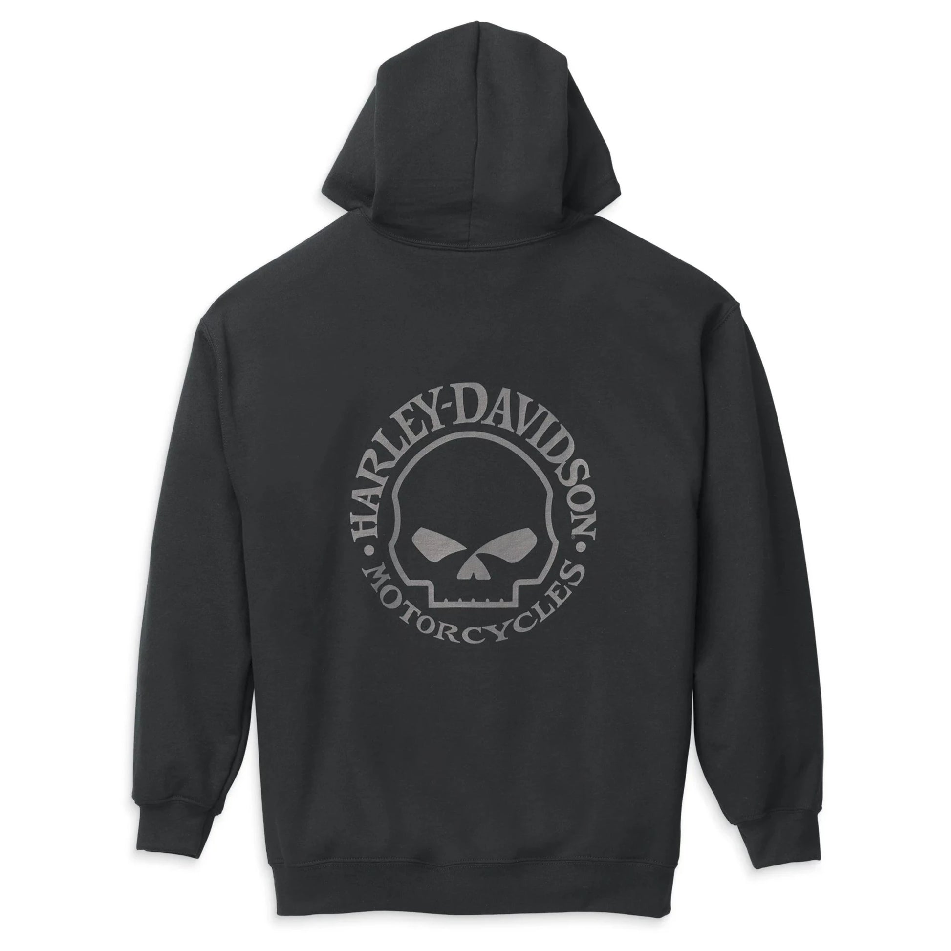 Harley-Davidson Men's Skull Graphic Zip Front Hoodie, Black, 99124-22VM (back)