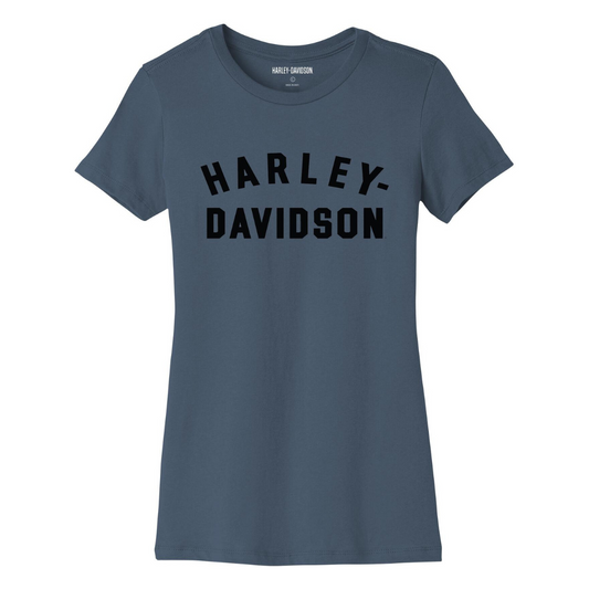 Harley-Davidson Women's Forever Race Font T-Shirt - Dusty Blue