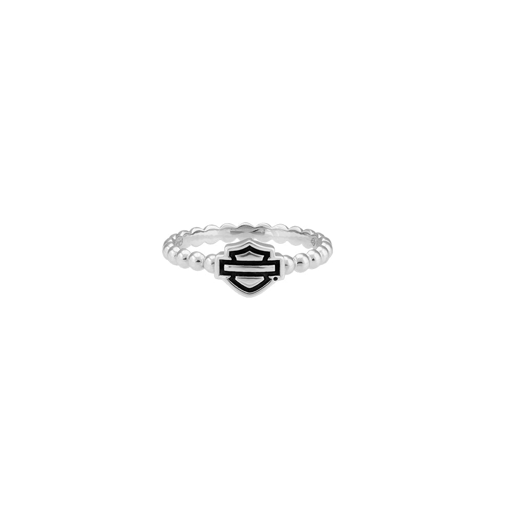 Harley-Davidson Bar & Shield Outline Beaded Stackable Ring