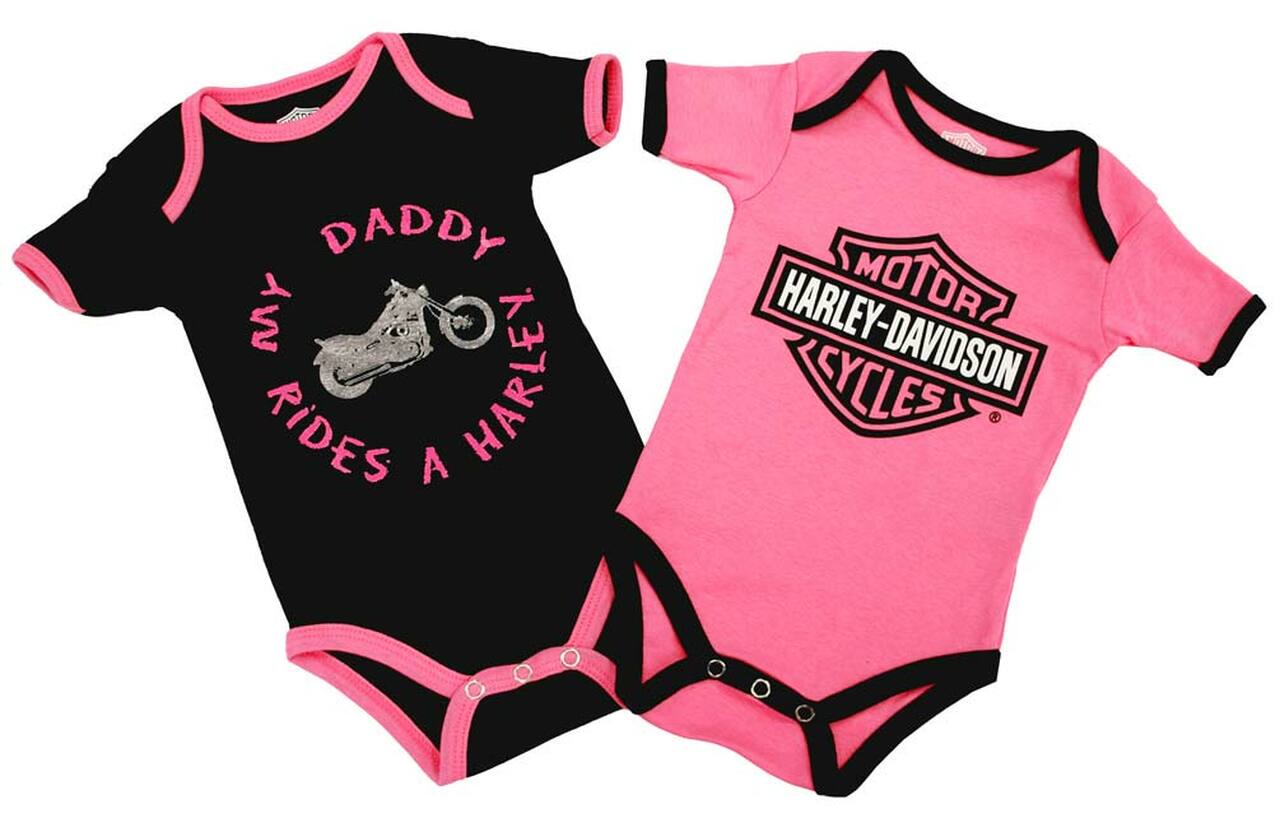 Harley-Davidson Baby Girls' Baby Girls' Daddy Rides A Harley Creeper 2-Pack 1103052 (NEW)