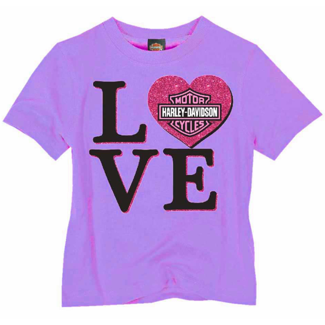 Harley-Davidson Girls Harley Love T-Shirt, Purple, 1520949