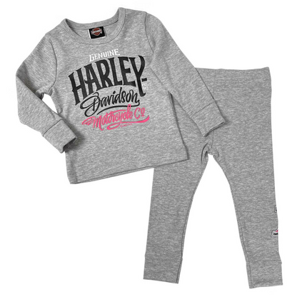 Harley-Davidson Baby Girls' 2 Piece Set, Long Sleeve T-Shirt & Pant Set. 2014129.