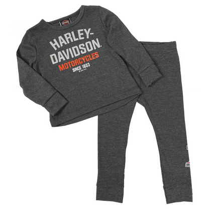 2074121. Harley-Davidson Boys' 2 Piece Set, Long Sleeve T-Shirt & Pant Set.