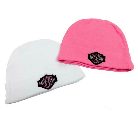 Harley-Davidson Baby Girls' B&S Hats, 2PK Gift Set, Pink 3000044 (NEW)