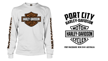 Harley-Davidson Large Bar & Shield Long Sleeve T-Shirt, White (back print)