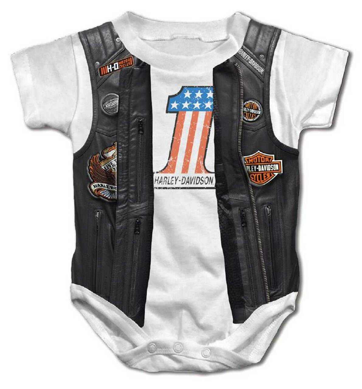 Harley-Davidson Baby Boys' Faux Leather Vest Short Sleeve Creeper 3050155 (NEW)