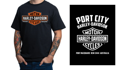 Harley-Davidson Men's Elongated Bar & Shield T-Shirt, Black - 40290911 (back print PC H-D Print)