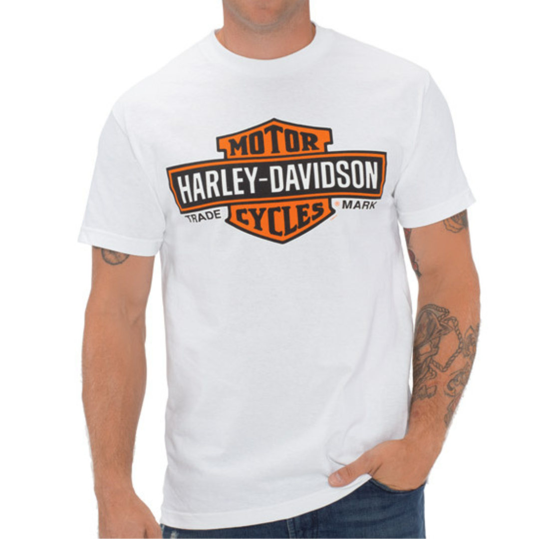 Harley-Davidson Men's Elongated Bar & Shield T-Shirt, White, 40290912