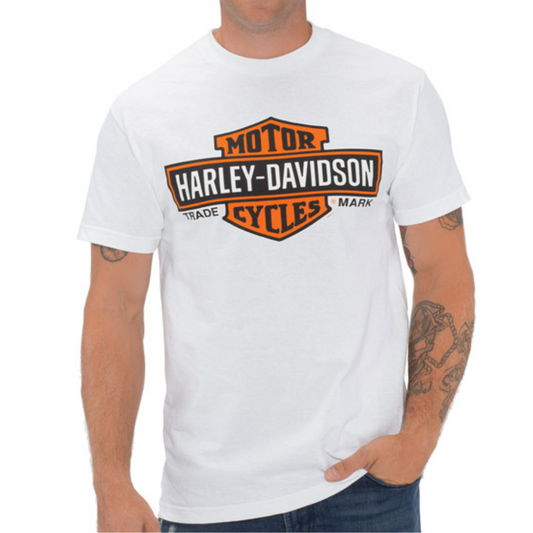 Harley-Davidson Men's Elongated Bar & Shield T-Shirt, White, 40290912