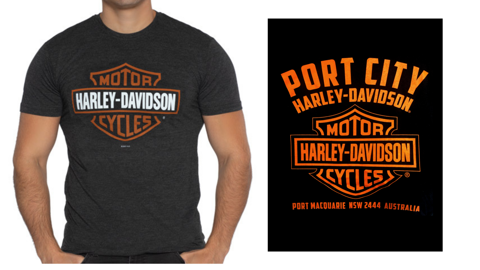 Harley-Davidson X Port City H-D Men's Bar & Shield T-Shirt, Vintage Black, 40290916 (back print) 