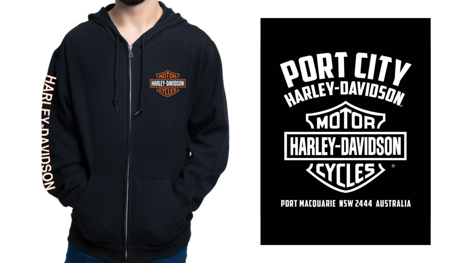 Harley-Davidson X Port City H-D Men's Bar & Shield Zip Hoodie, Black (Back print)