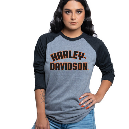 Harley-Davidson X Port City H-D Women's Jersey Baseball Sleeve T-Shirt, 40290941 (front)