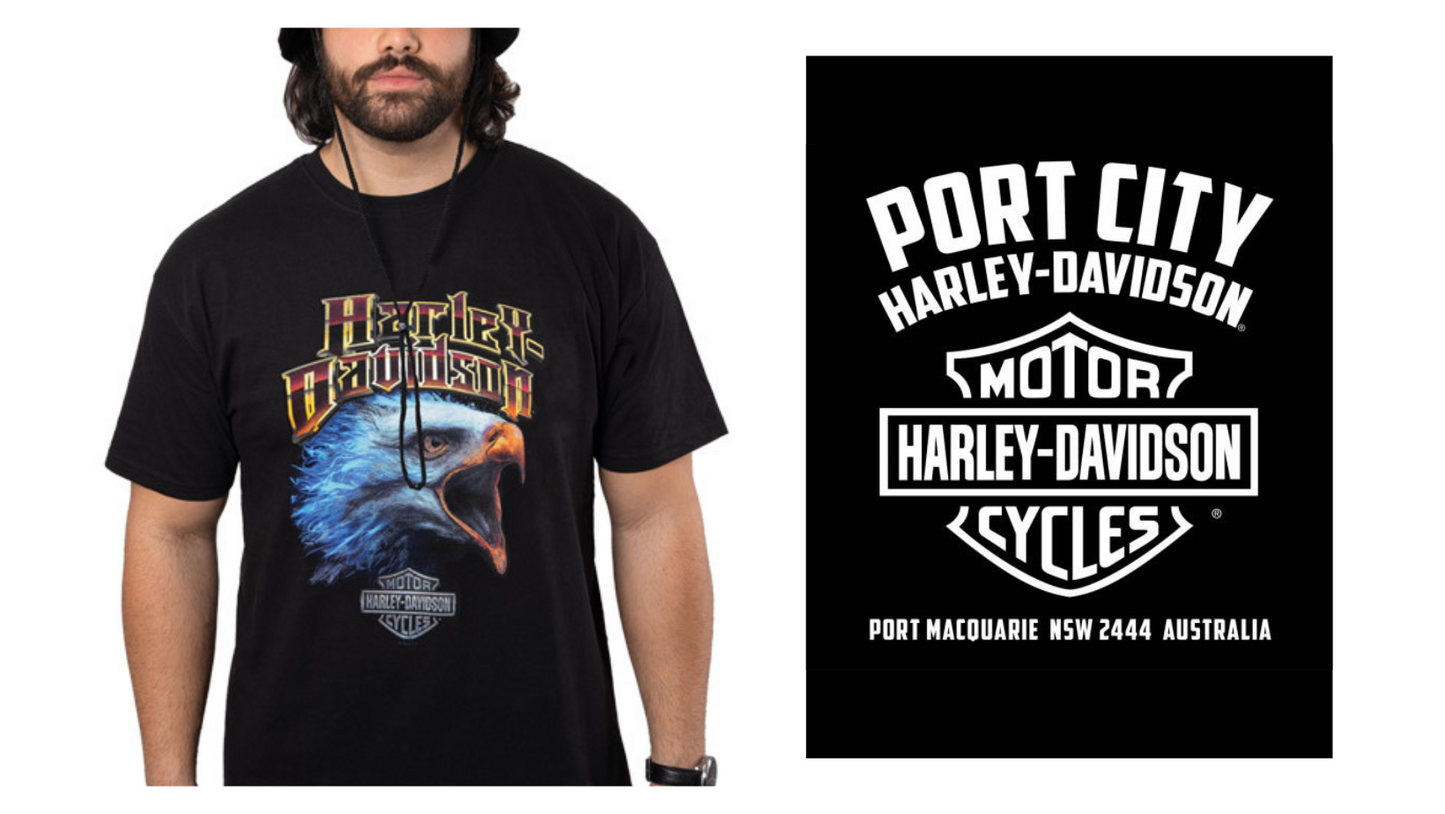 Port City X Harley-Davidson EAGLE CREST T-Shirt, 40290945. (BACK PRINT)