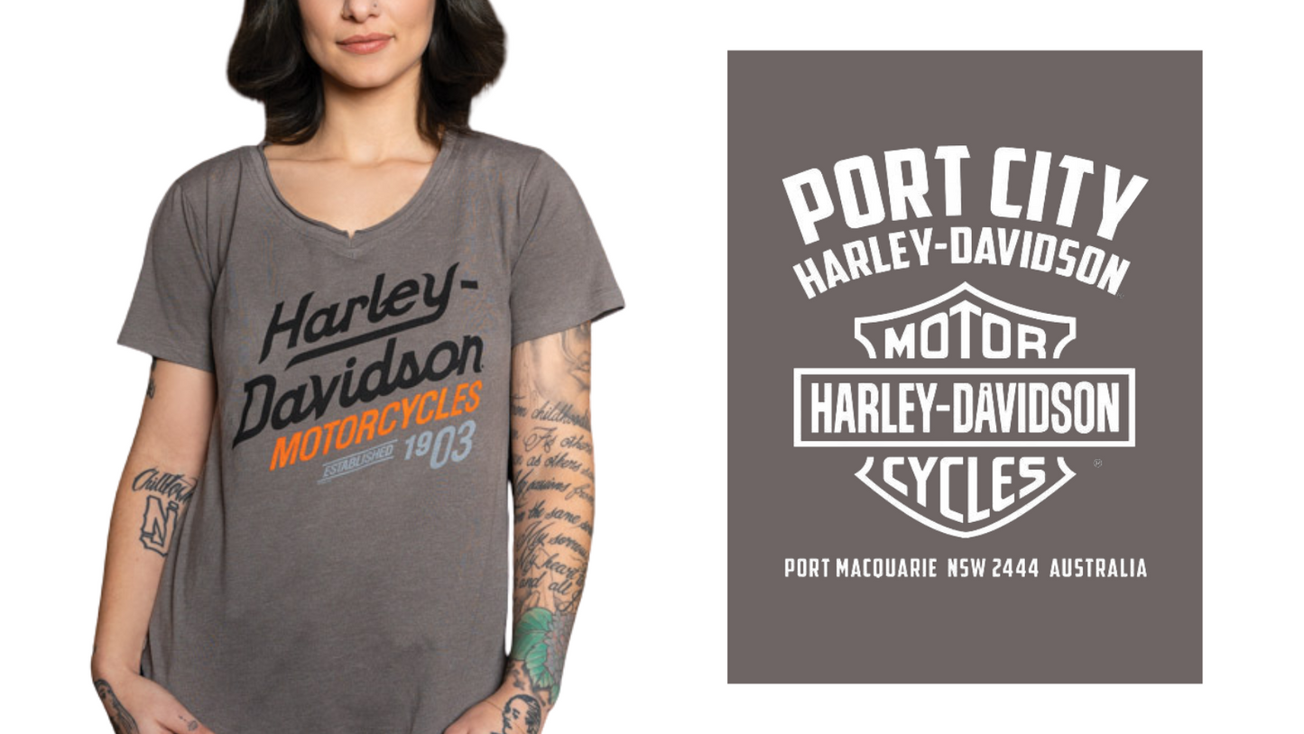 Harley-Davidson X Port City H-D Women's Cradle Frame T-Shirt, 40291016 (BACK PRINT)