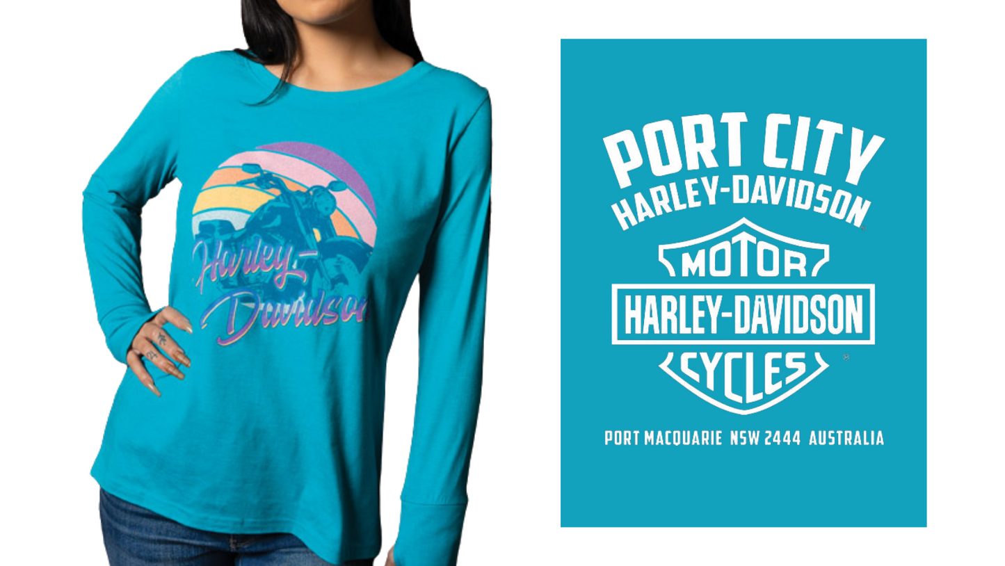 Harley-Davidson X Port City H-D Women's RETRO FATBOY T-Shirt, 40291026.(BACK PRINT)