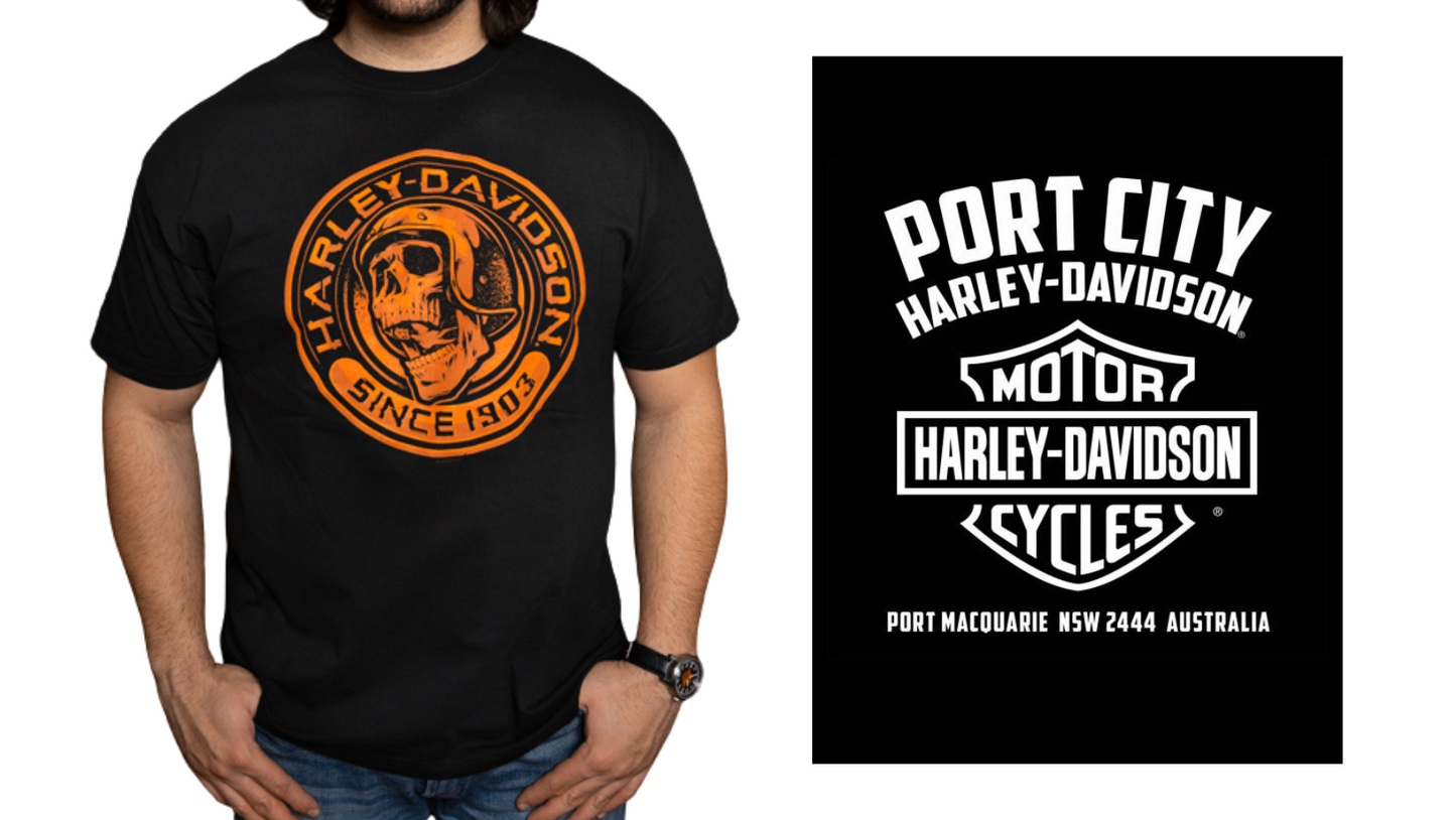 Harley-Davidson Men's Orange Skull T-Shirt, 40291061 (back)