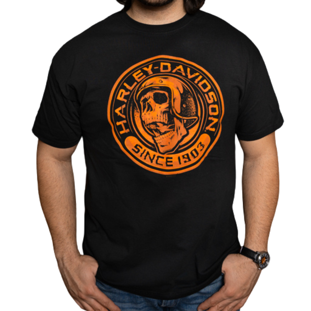 Harley-Davidson Men's Orange Skull T-Shirt, 40291061 (front)