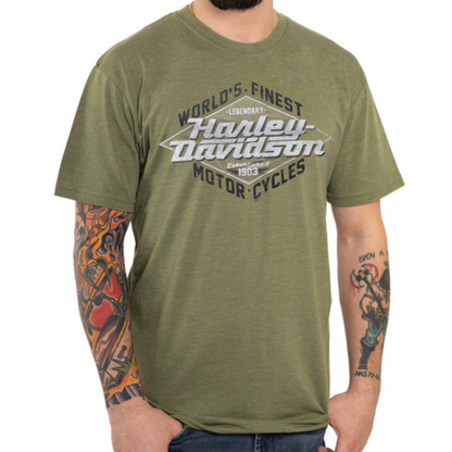 Harley-Davidson Men's Willpower Green T-Shirt, 40291068 (front)