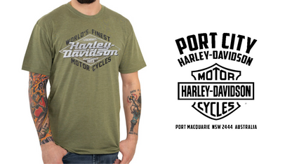 Harley-Davidson Men's Willpower Green T-Shirt, 40291068 (back print store logo)