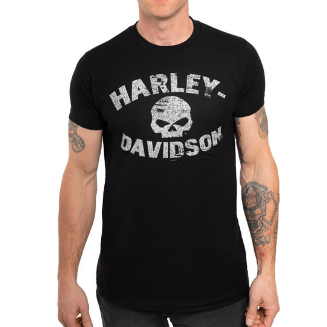 Harley-Davidson Men's Pursue T-Shirt, 40291160 (front image skull in centre f Harley-Davidson print))