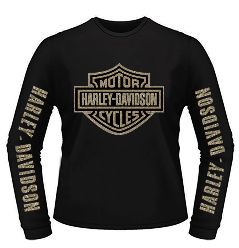 Port City Men's Harley-Davidson Gold Bar & Shield Long Sleeve T-Shirt - 40296197 (NEW)