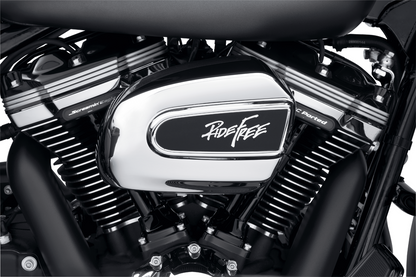 Harley-Davidson® Ride Free Air Cleaner Trim - 61301025  The Ride Free collection celebrates our liberty to enjoy the freedom of the open road, and calls us all to explore, discover and unite with our love of motorcycling. Inspired by Willie G Davidson's famous phrase, this collection continues that traditi