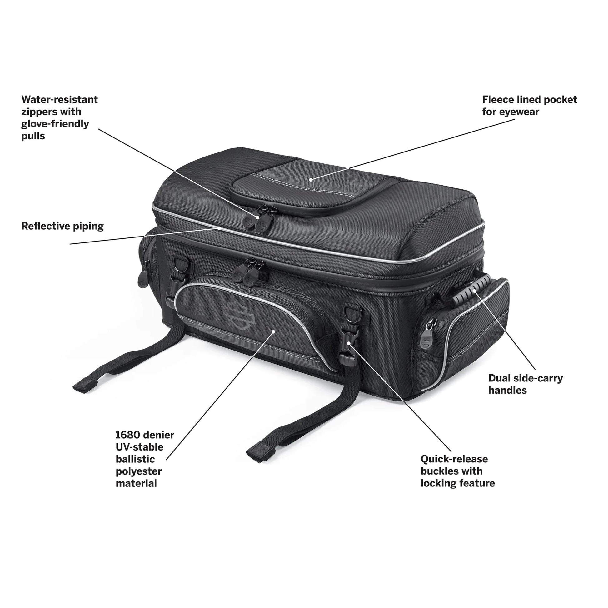 Harley-Davidson Onyx Premium Luggage Tour-Pak Rack Bag - 93300123 features
