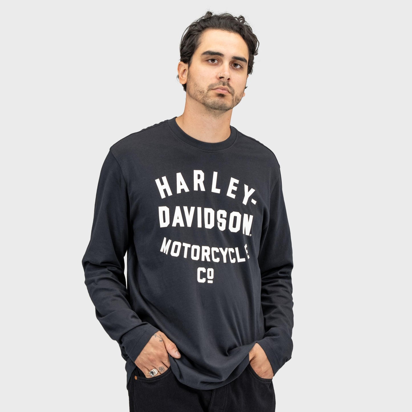 Harley-Davidson Men's Racer Font Motorcycle Co. Long Sleeve T-Shirt - 96022-22VM (S-5XL) (NEW)