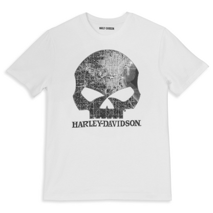 Harley-Davidson Men's Milwaukee Map Skull Graphic T-Shirt - WHITE - 96062-22VM FRONT