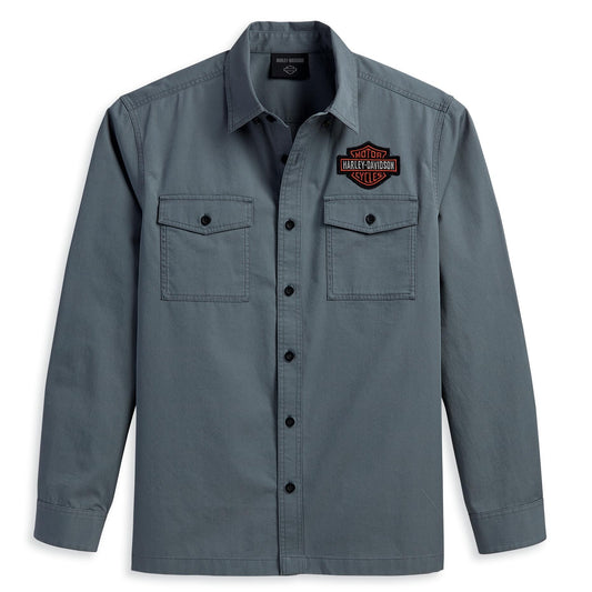 Harley-Davidson Men's Bar & Shield Long Sleeve Shirt, Blue, 96132-23VM