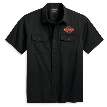 Harley-Davidson Men's Bar & Shield Short Sleeve Shirt, Black, 96154-23VM (front)
