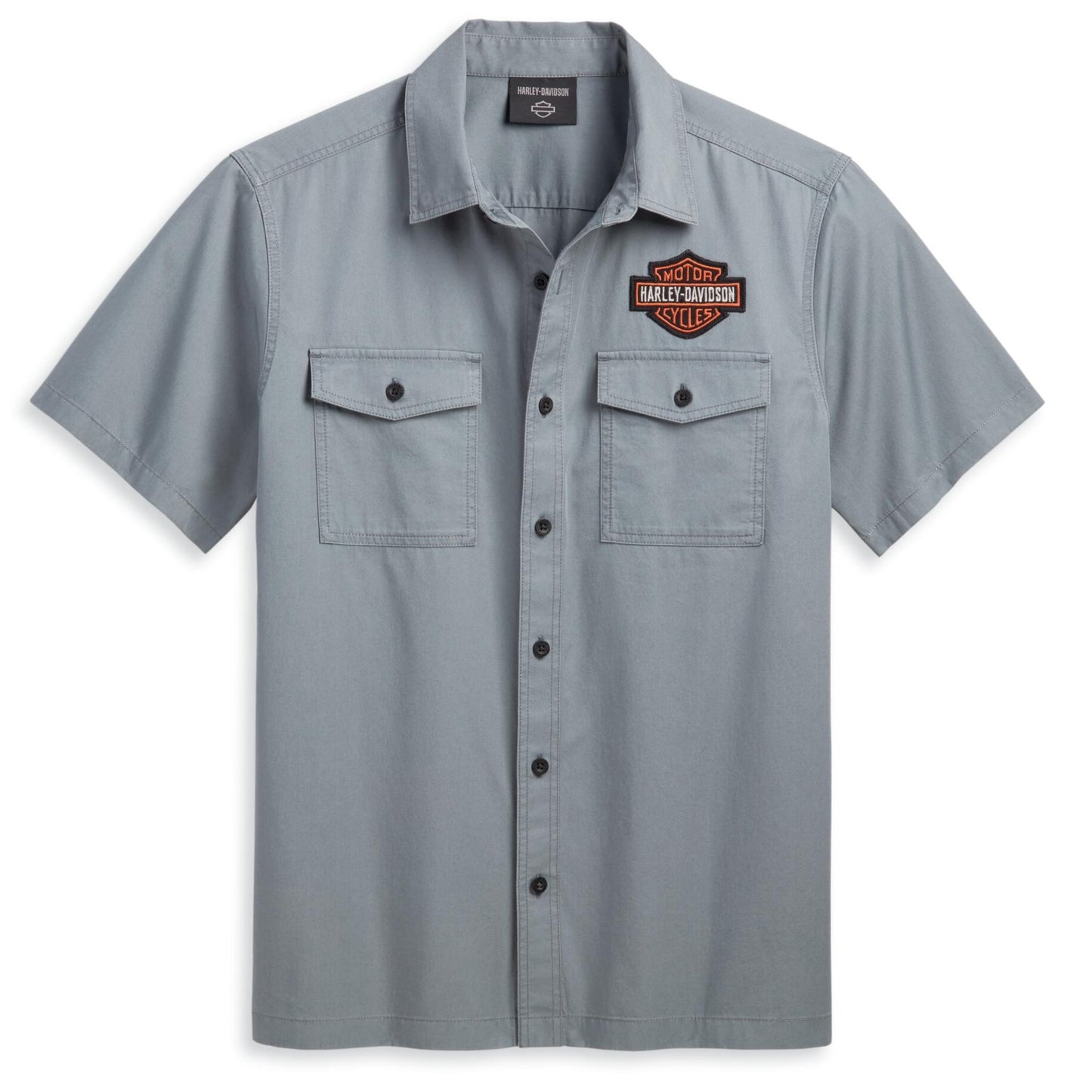 96156-23VM - Harley-Davidson Men's Bar & Shield Short Sleeve Shirt, Blue.