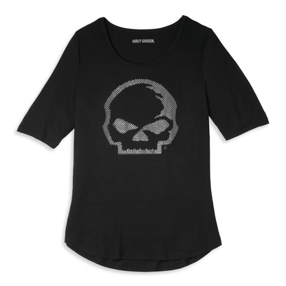 Black Harley-Davidson Women's Wille G Skull Rhinestone T-Shirt  - 96250-22VW