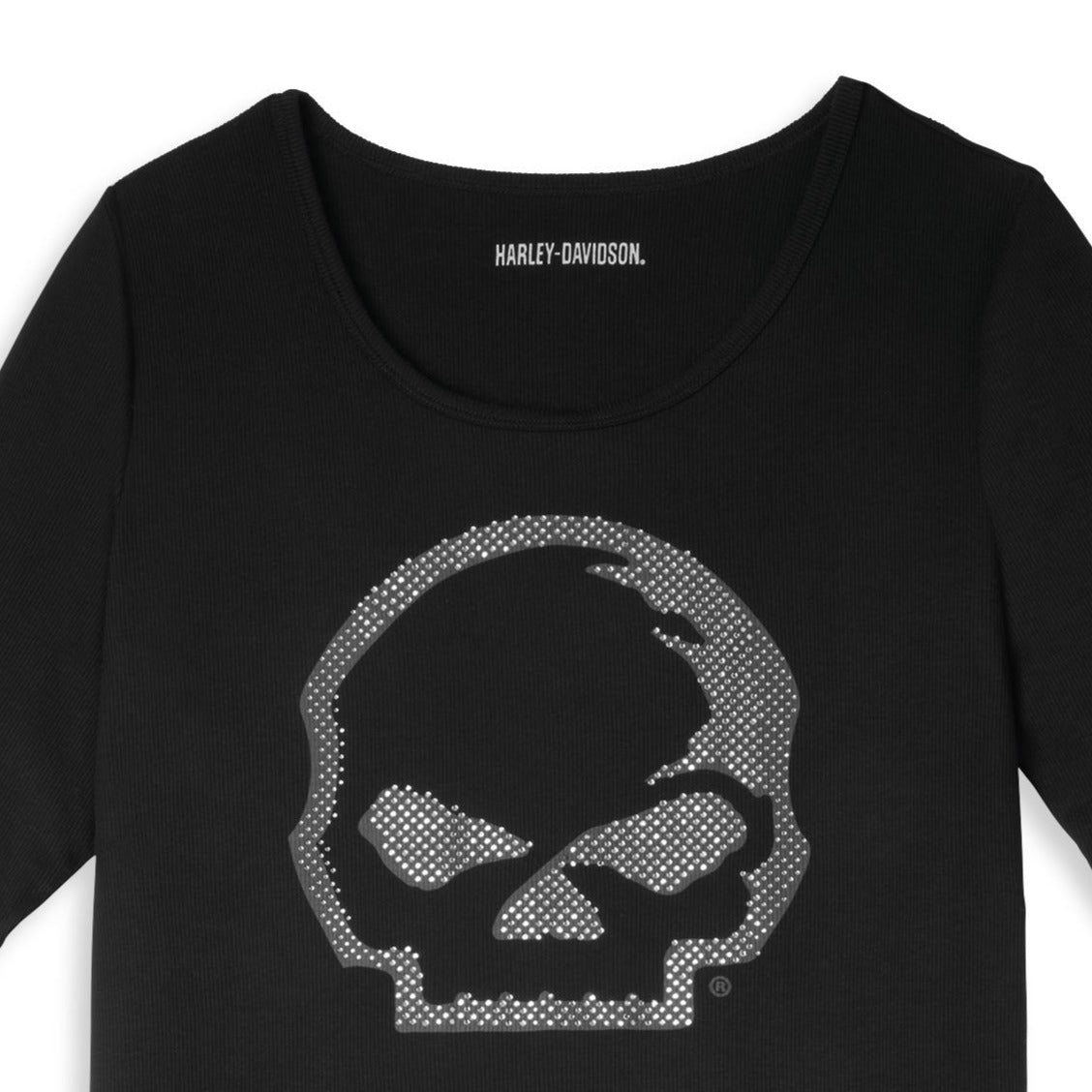 Black Harley-Davidson Women's Wille G Skull Rhinestone T-Shirt  - 96250-22VW