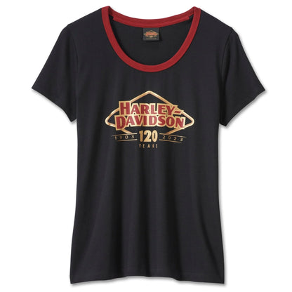 Harley-Davidson Men's 120th Anniversary Speedbird T-Shirt, Dark Red, 96565-23VM (front)