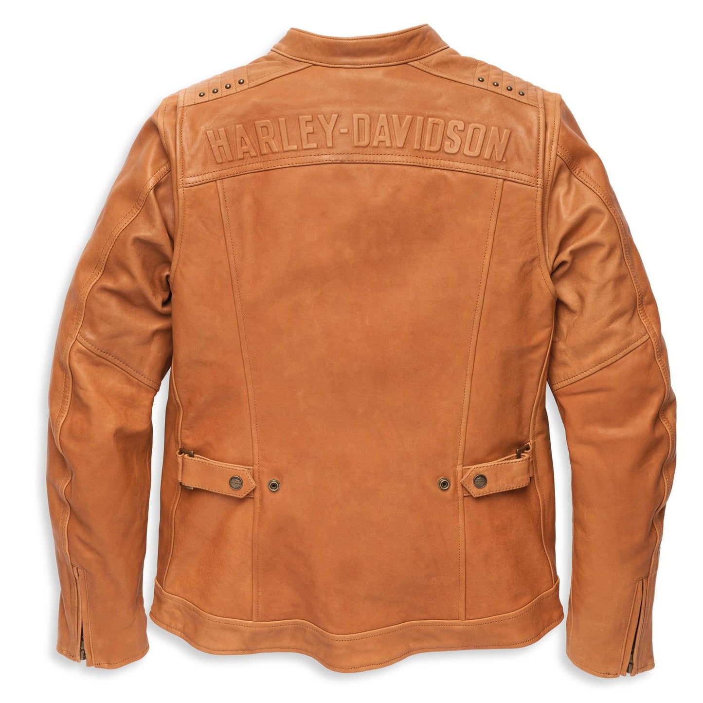 97001-22VW. Harley-Davidson Women's Electra Mandarin Collar Studded Leather Jacket. BACK.