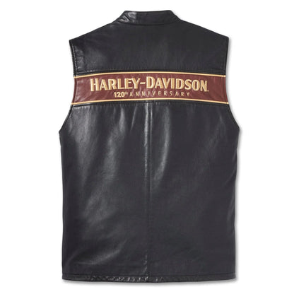 Harley-Davidson Men's 120th Anniversary Leather Vest, 97036-23VM (back detail)