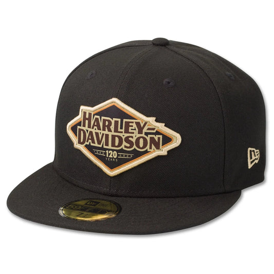 Harley-Davidson Men's 120th Anniversary 59FIFTY Baseball Cap / Hat, Black, 97741-23VM (front)