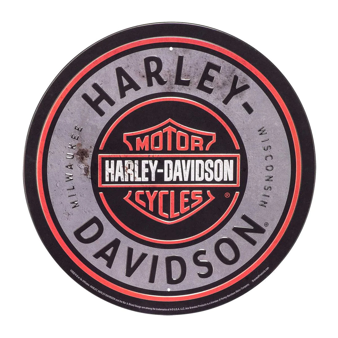 Harley-Davidson Bar & Shield Round Tin Sign, HDL-15543 (design)