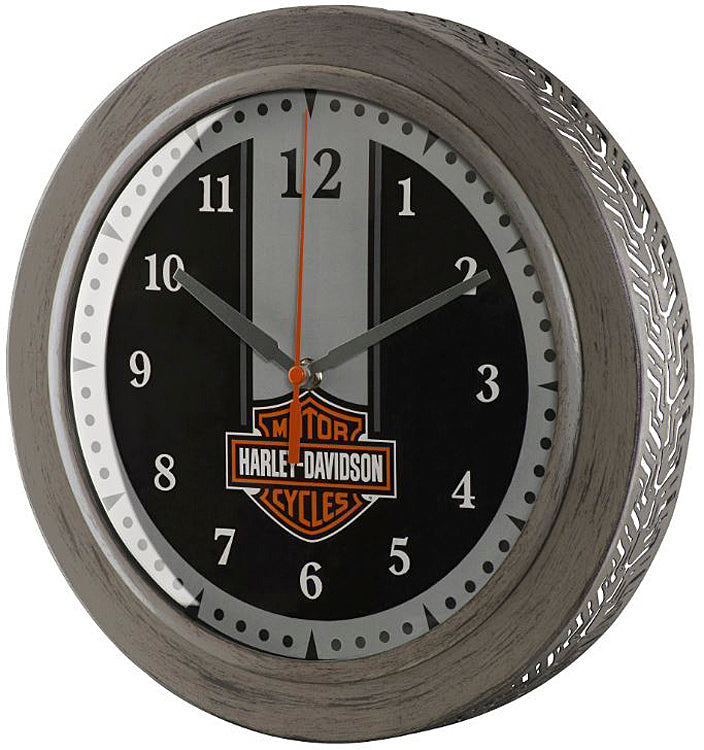 Harley-Davidson® Metal Tire Tread Bar & Shield® Clock - HDX-99176.